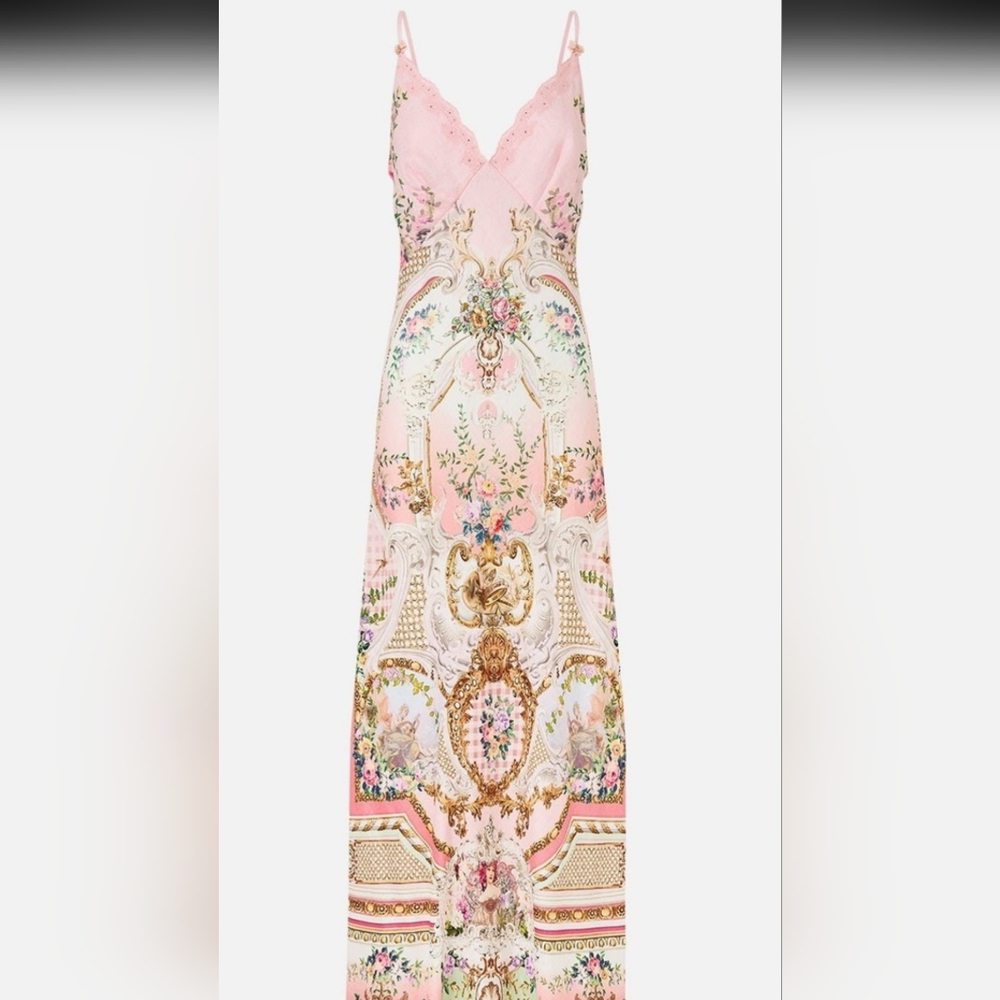 Camilla Ornate Pink and Gold Maxi Dress